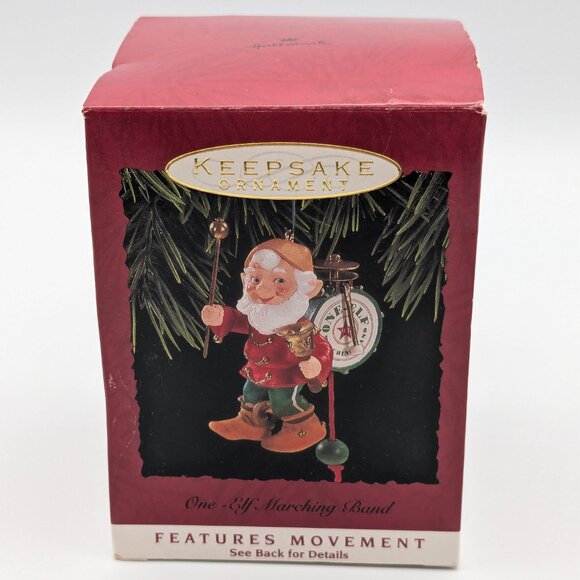 Hallmark Keepsake One Elf Marching Band 1993, Brass with Movement Ornament - Picture 7 of 10